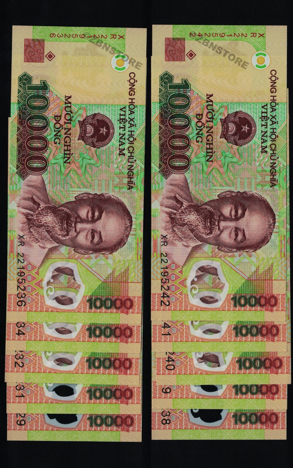 10 x 10,000 Vietnam Dong Banknotes New + 10 x 1000 Dinars Iraq 2018 Uncirculated