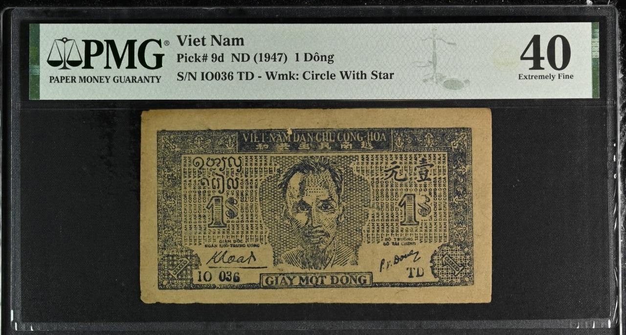 Vietnam P-9d 1 Dong 1947 Wmk Circle with Star PMG 40