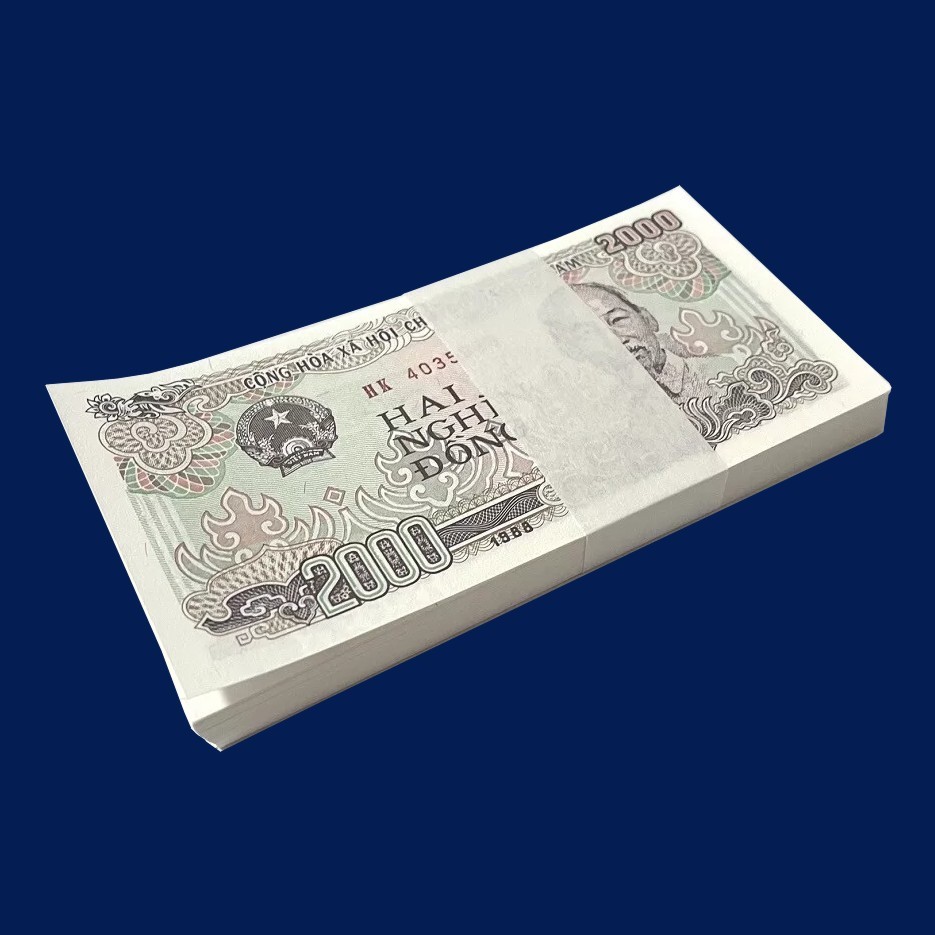 100 Pieces Full Bundle of Vietnam 2000 Dong 2K Banknotes 1988 New UNC