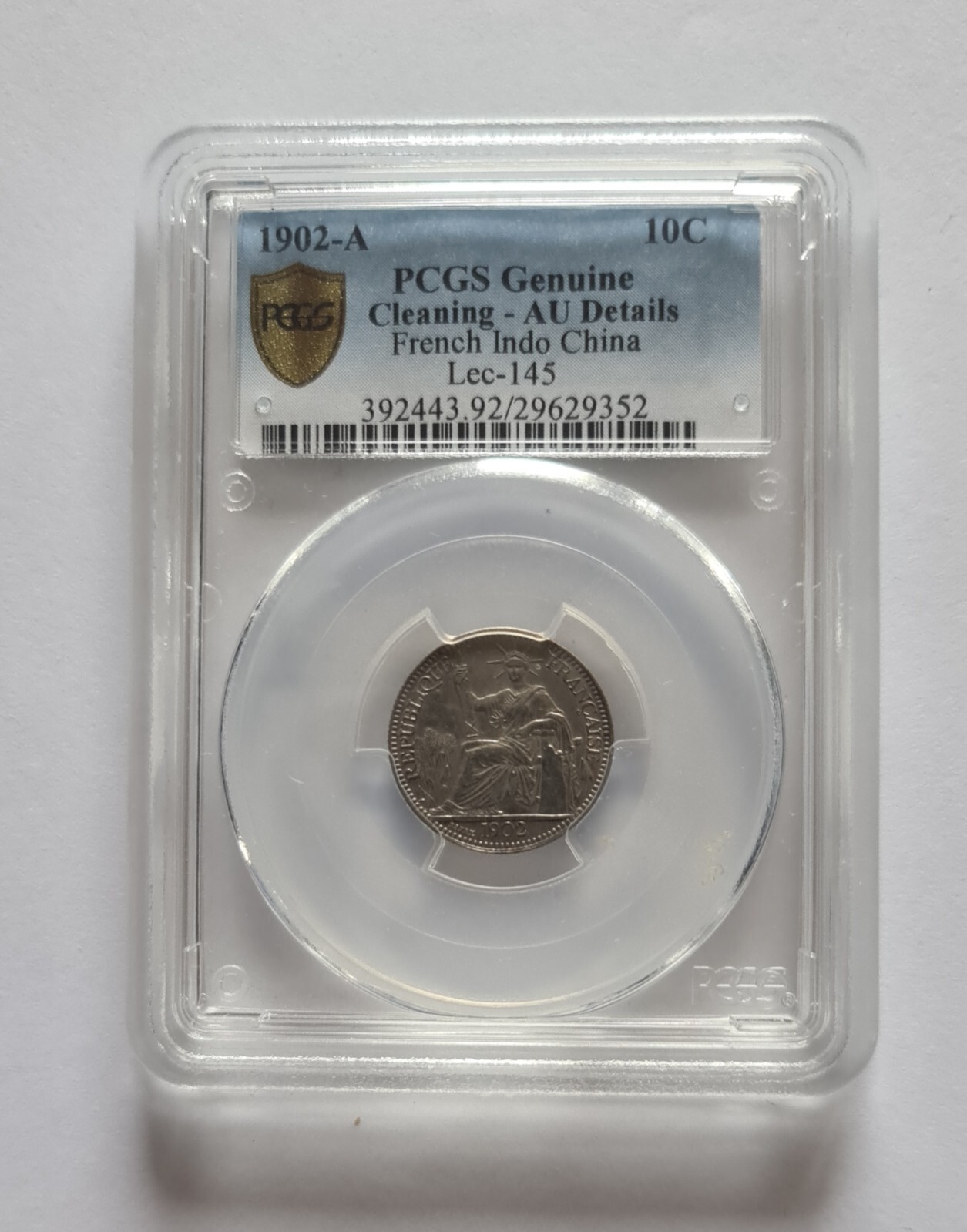 PCGS 1902-A ” 10 CENT ” FRENCH INDO CHINA GENUINE COIN…NICE !!!!