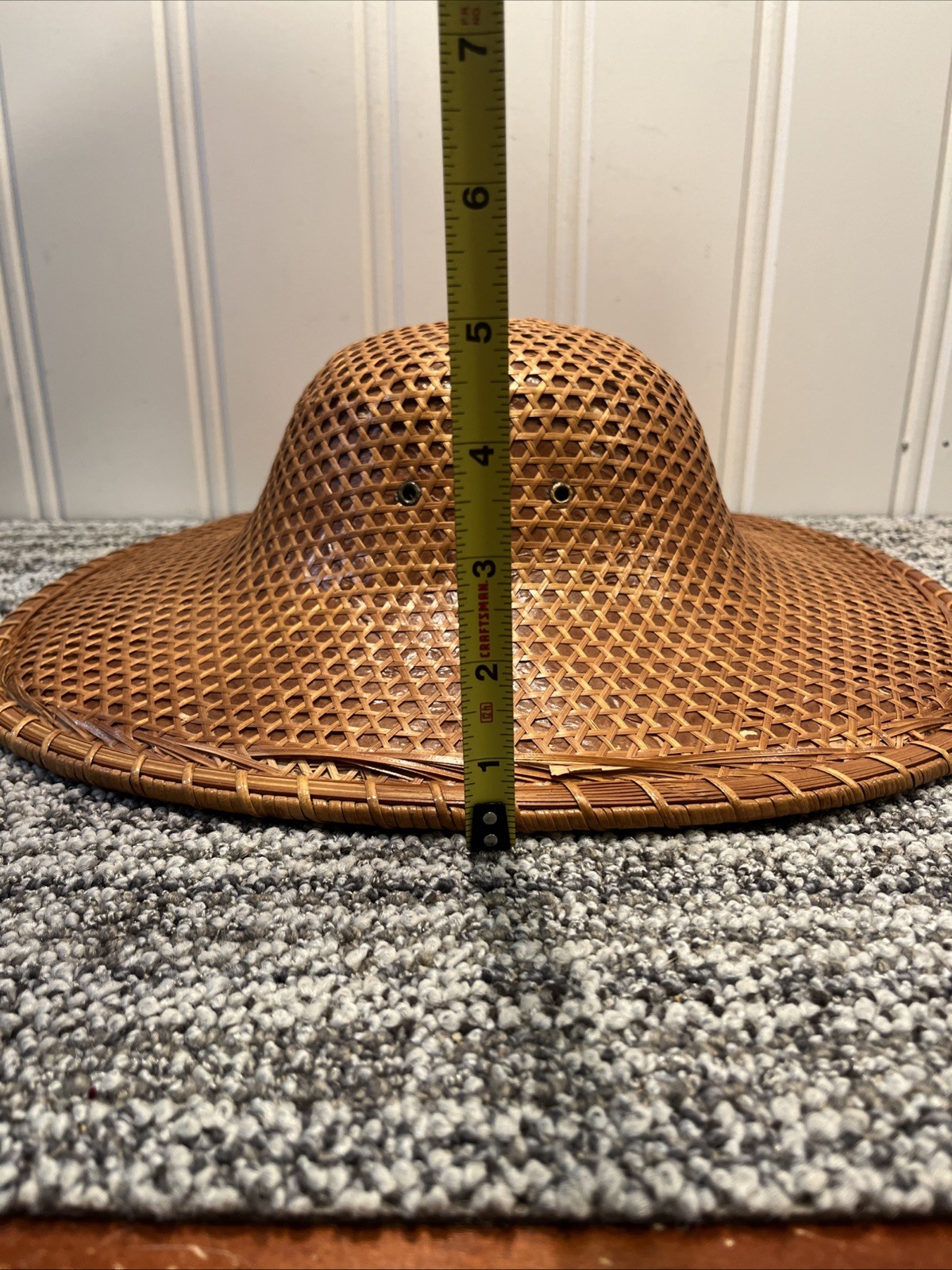 Vintage Old Chinese / Vietnam Woven Colonial Empire Hat Great Condition Decor