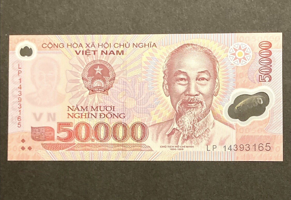 10 x 50,000 Vietnamese Dong CIR Polymer Banknotes/Currency = 500,000 VND