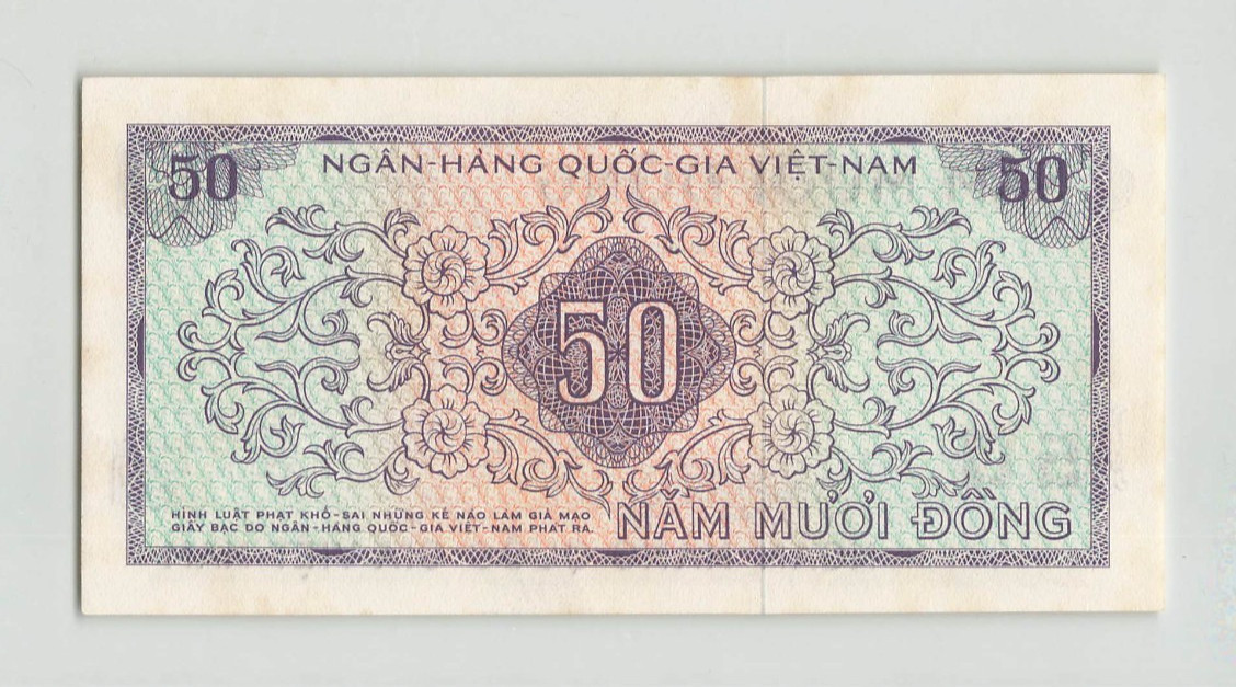 SOUTH VIETNAM 50 Dong 1966, P-17a, Original UNC, Some Paper Toning. N9
