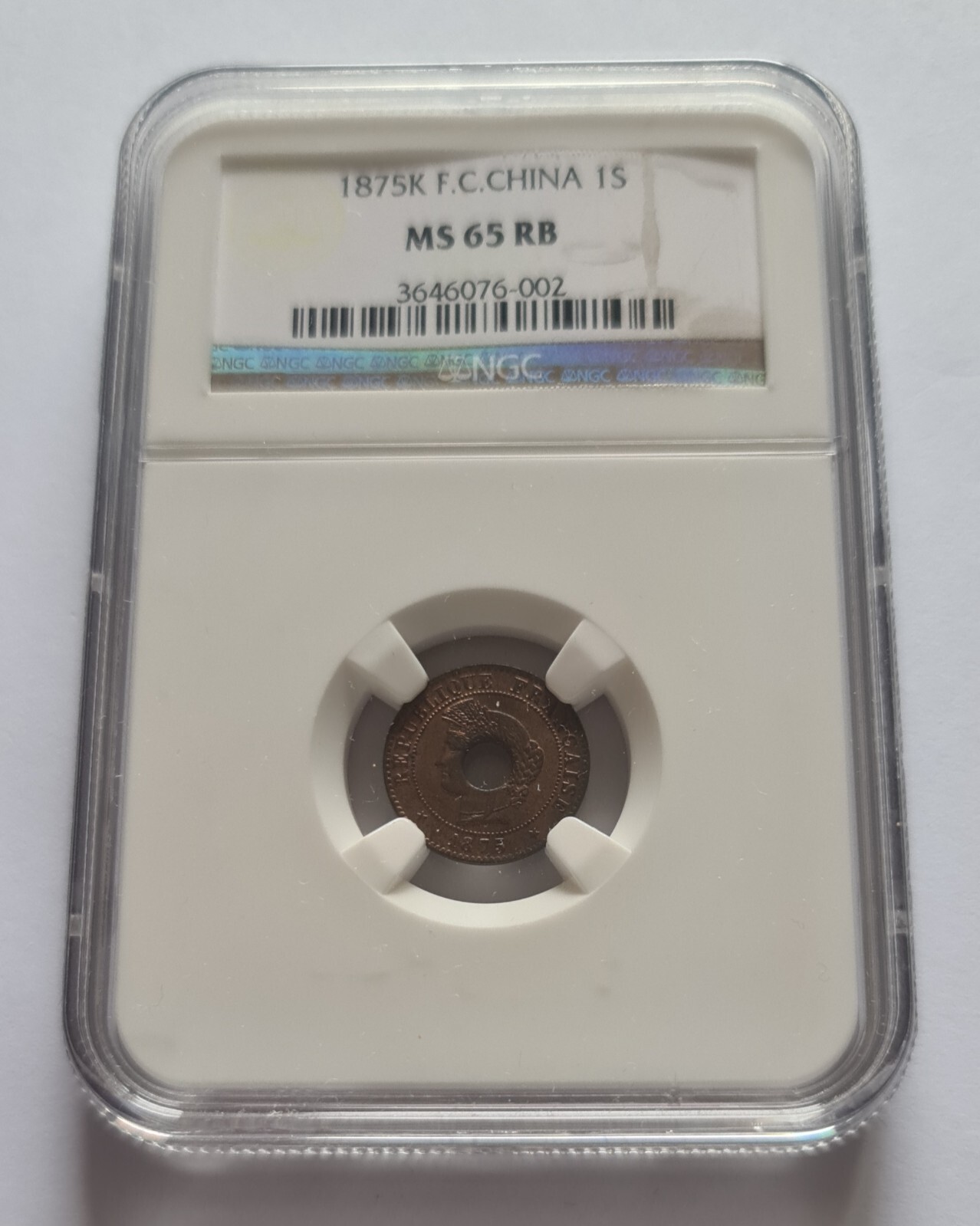 NGC 1875K MS 65 RB ” 1 CENT ” FRENCH INDO CHINA COIN…VERY NICE !!!!