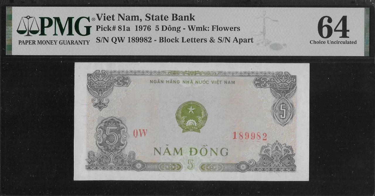 Vietnam P-81a 5 Dong 1976 PMG 64