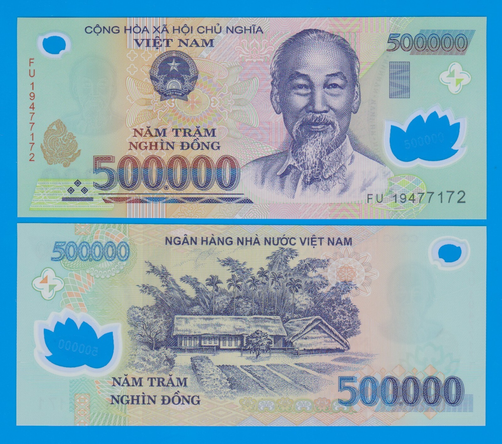 Vietnam 500000 Dong P 124o 2019 UNC 500,000 Viet Nam, Polymer, Ho Chi Minh 124 o