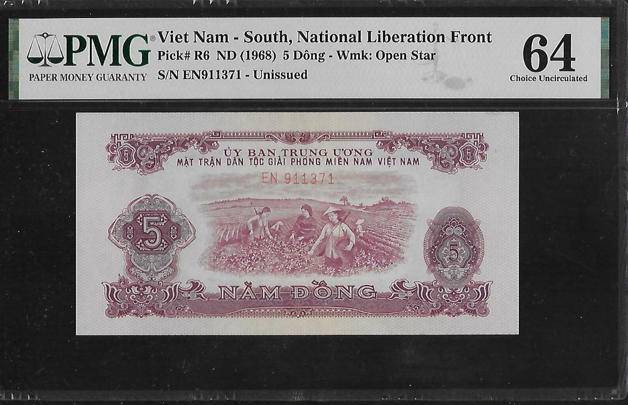 South Vietnam P-R6 5 Dong 1968 PMG 64