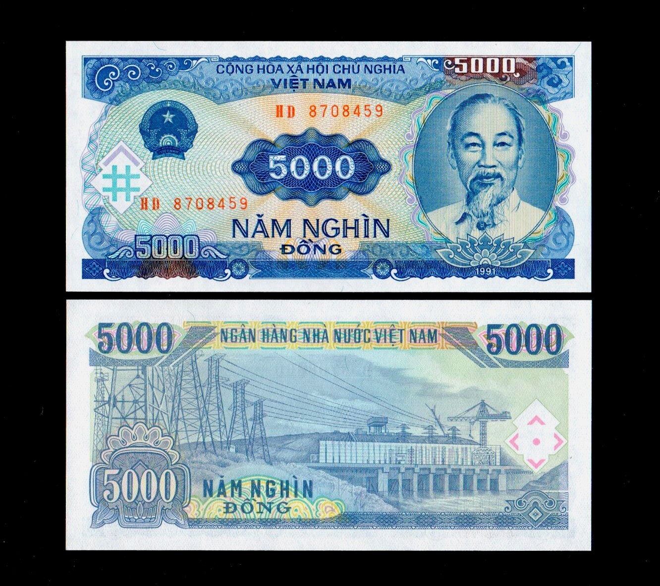 1991 Vietnam 5000 Doug P-108 GEM UNC Free Shipping (a252)