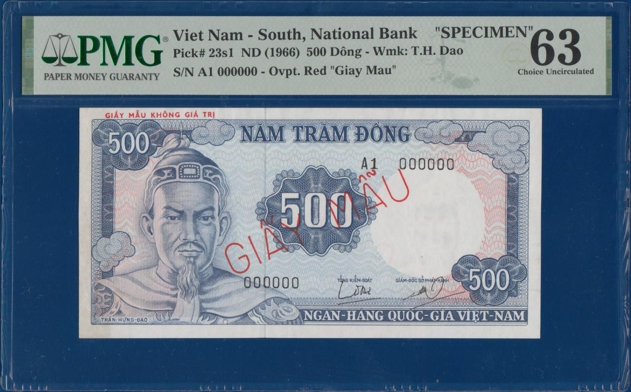 South VIET NAM 500 Dong ND(1966) SPECIMEN P23s1 ch. UNC PMG 63 series A1 Vietnam