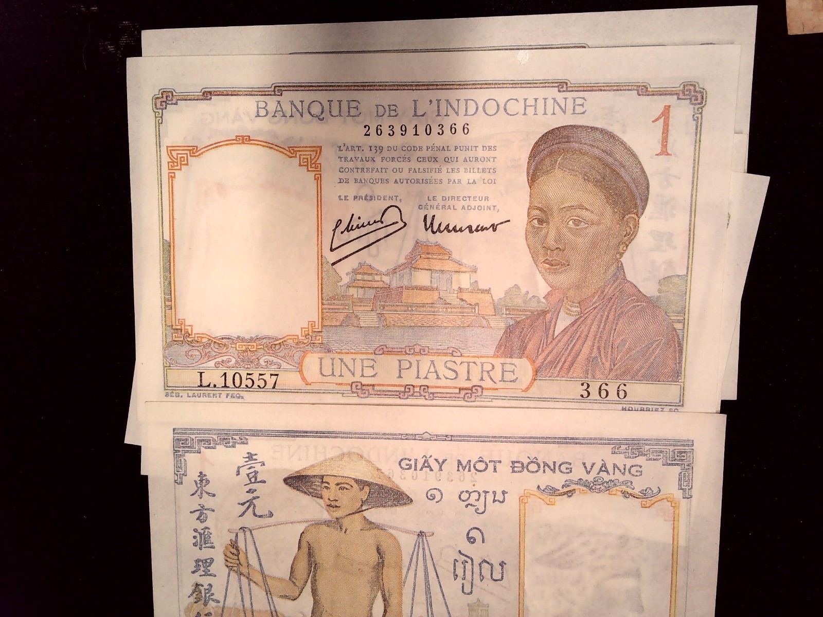 French Indochina 1 Piastre 1946 5X UNC consecutive PERFECT BANKNOTES #EB20646
