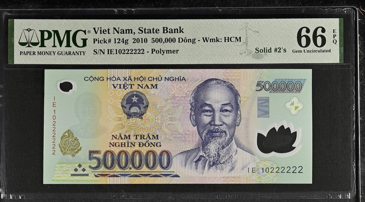 Vietnam P-124g 500,000 Dong 2010 Solid #2’s PMG 66 EPQ
