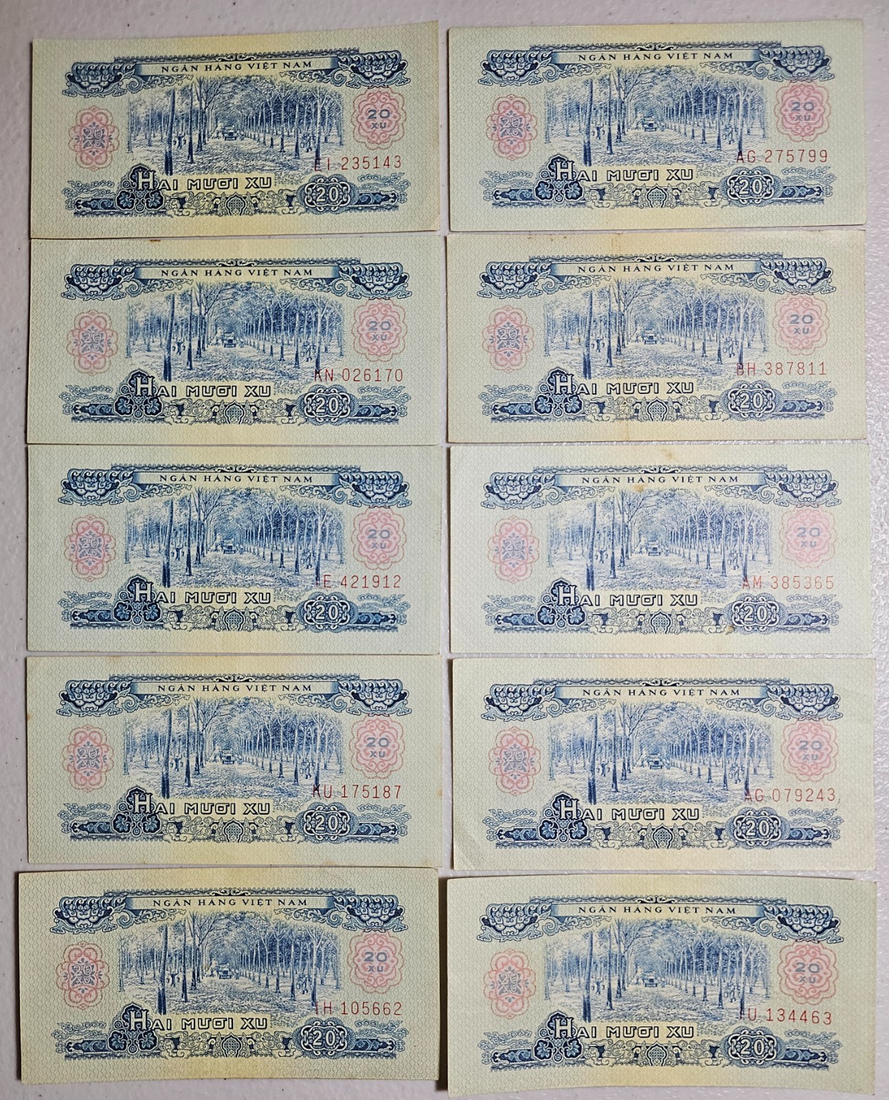 South Vietnam 20 Xu 1966 (1975), Lot of 10