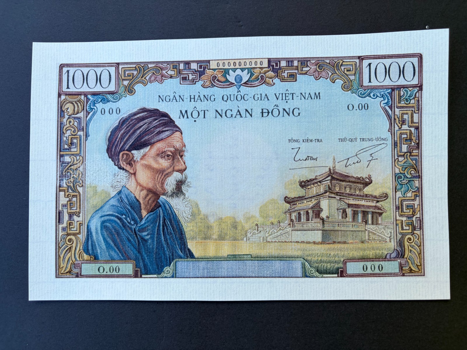 Re.PRINT South Vietnam 1000 Dong p4Ap 1955 SPECIMEN PROOF watermark