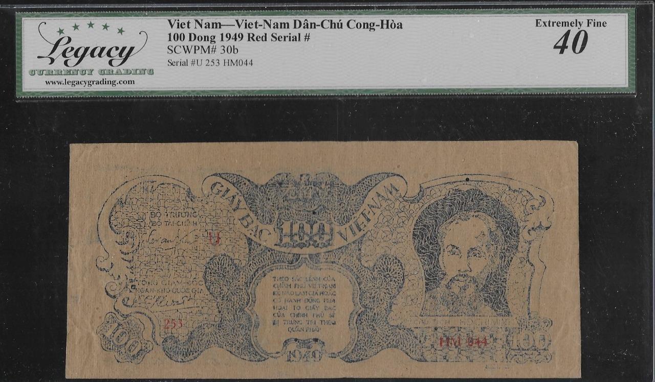 Vietnam P-30b 100 Dong 1949 Red Serial # LCG 40