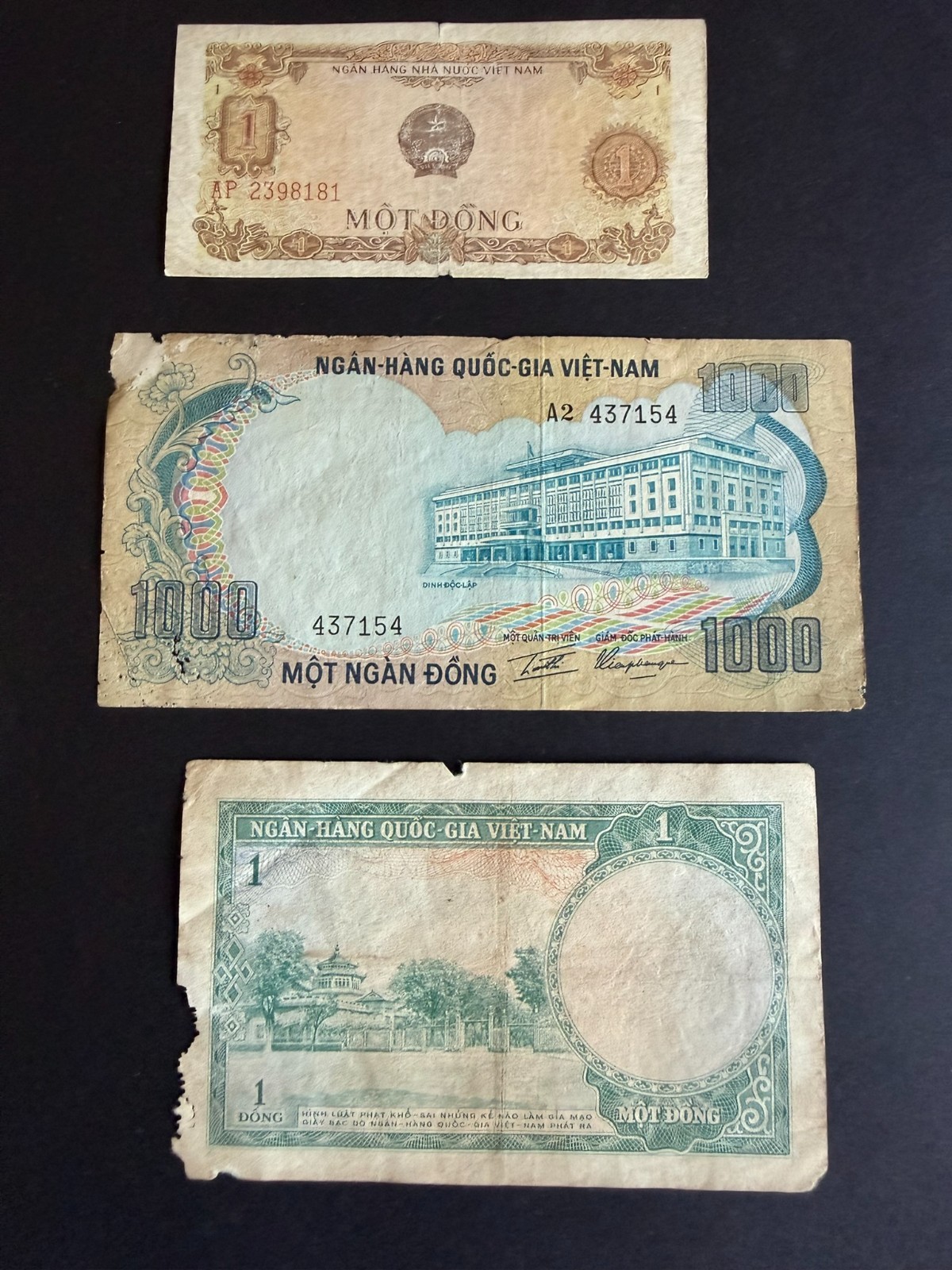 Old Vietnam Banknotes Bundle Lot (6 Notes) Circulated Significant Wear