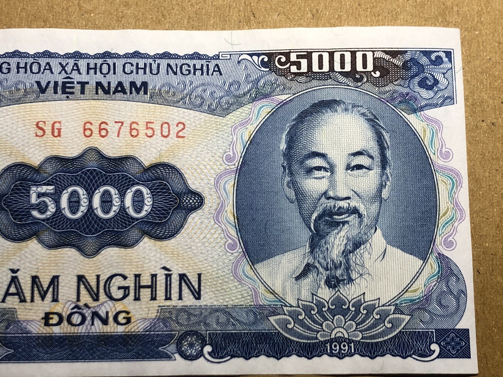 Error Cuting banknotes 5000 Dong 1991 Original Vintage Rare_LDP Shop.