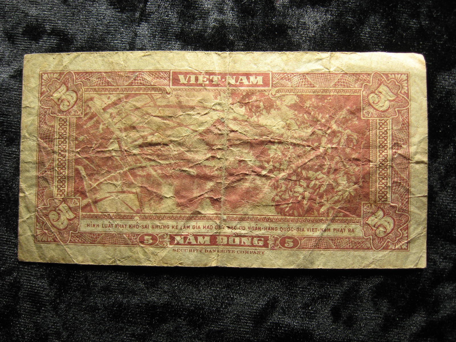 old world currency note SOUTH VIETNAM 5 dong 1955 P13 “Rice Farmers” #35