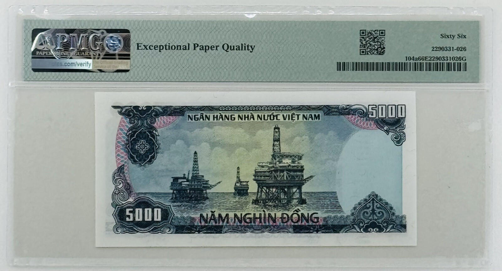 Vietnam 5000 Dong 1987 Pick# 104a PMG: 66 EPQ GEM UNC. #PL2392