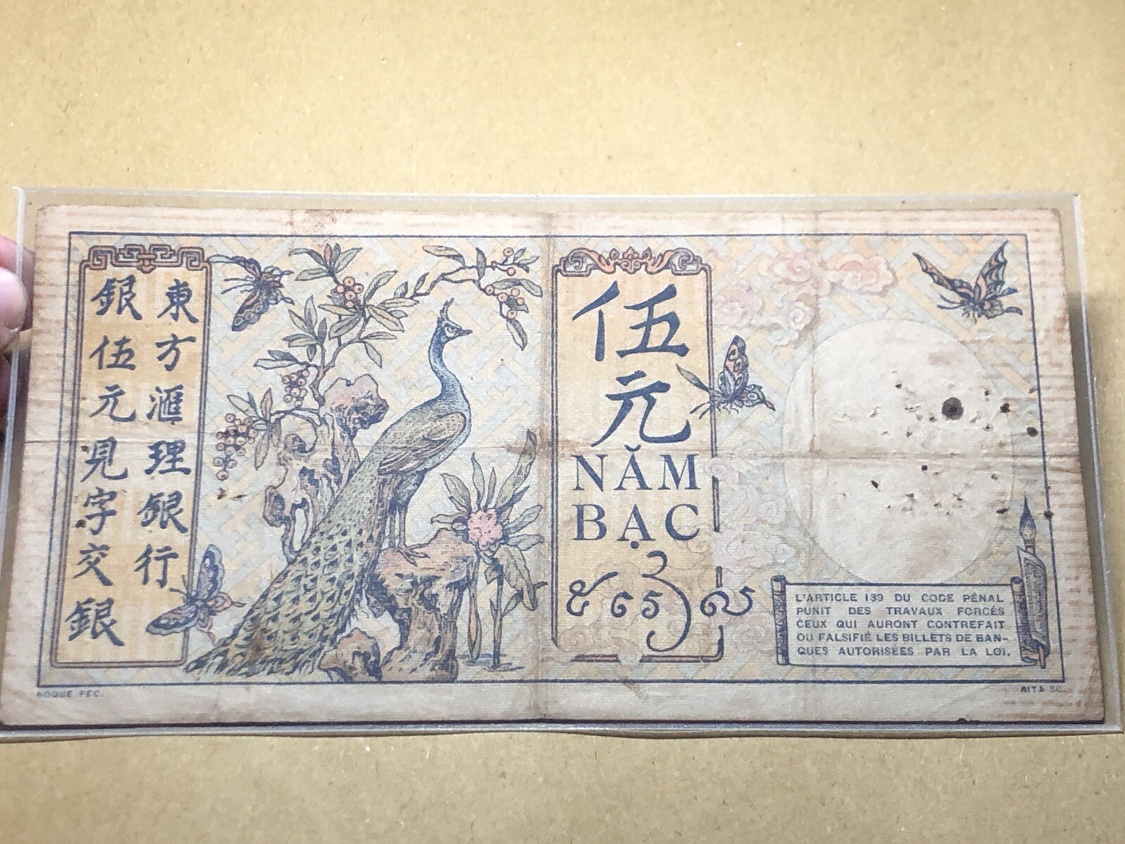 5 Piastres Indochine Banknotes 1927-1931 Original Vintage_LDP Shop.