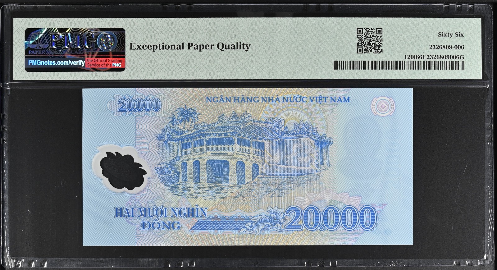 Vietnam 2021 Solid # 1 – 20,000 Dong Pick 120l Serial # JH 21 111 111 PMG 66 EPQ