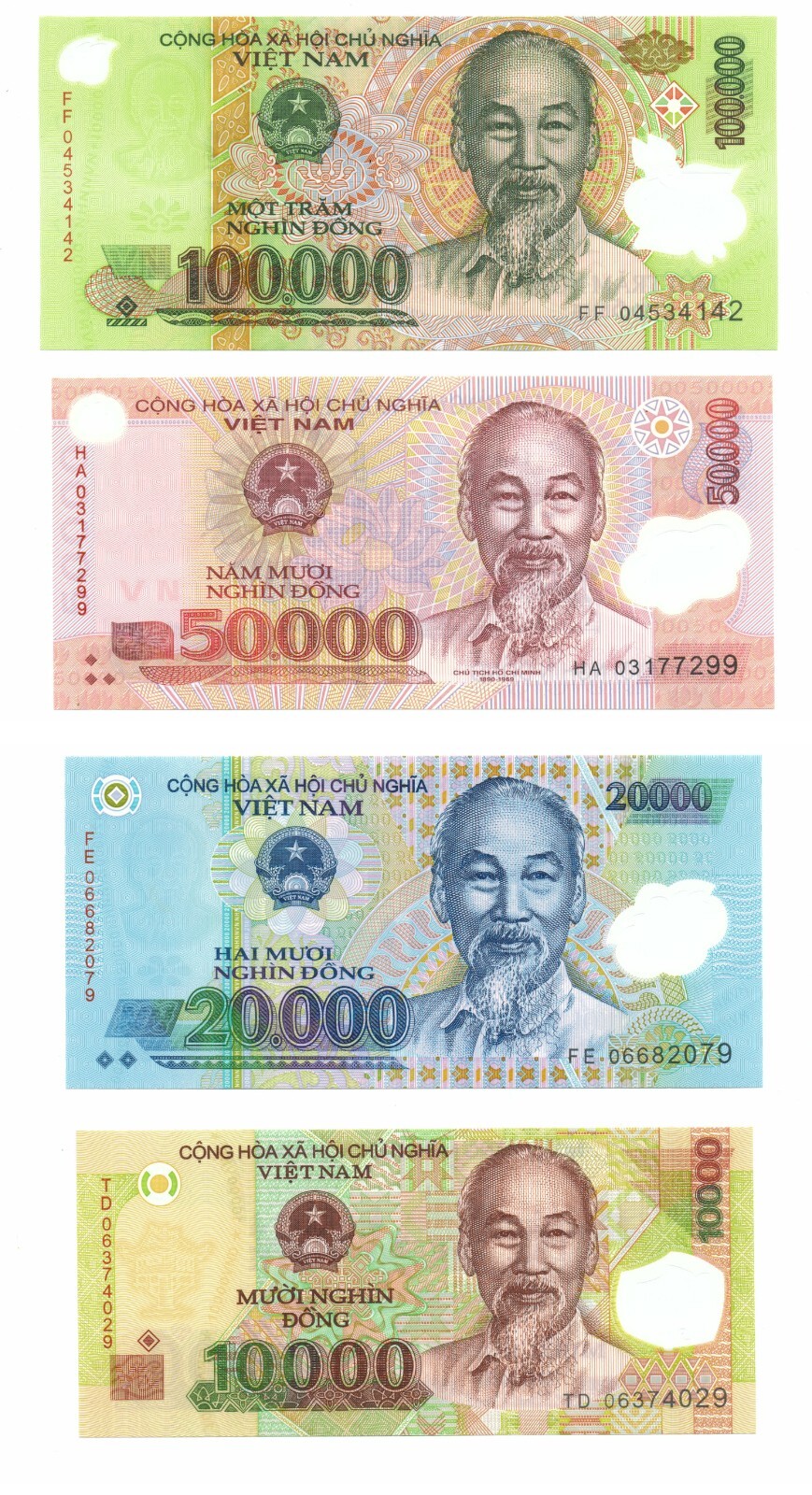 VIETNAM 2003-2006 10,000 20,000 50,000 100,000 DONG. P-119a, P-120a, 121a, 122a.