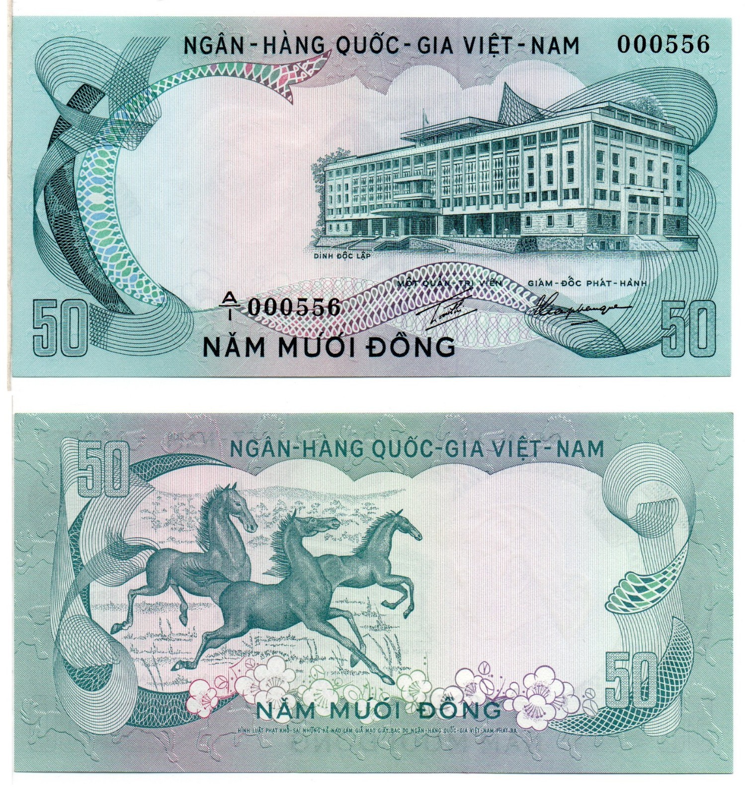 SOUTH VIETNAM 50 Dong (Low Serial Number) 1972. Pick 30a, Uncirculated