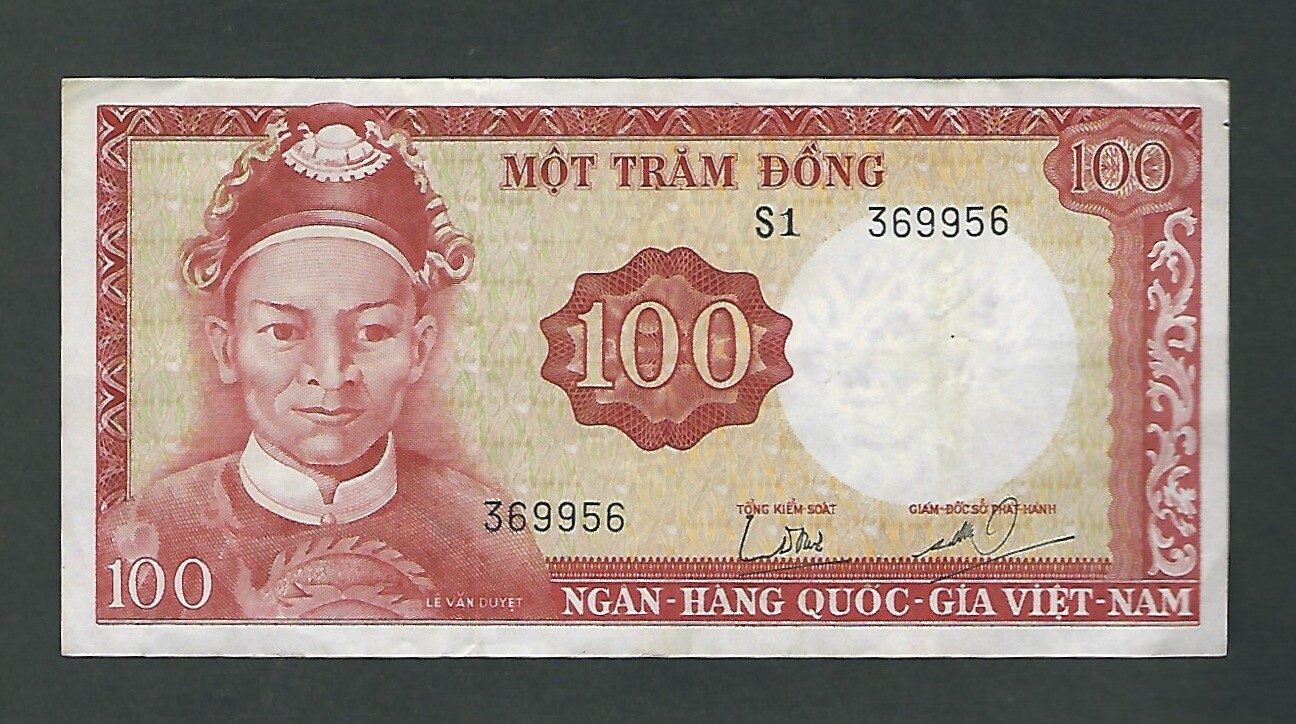 South Vietnam – 100 Dong 1966 !!Demon’s Head Watermark!!