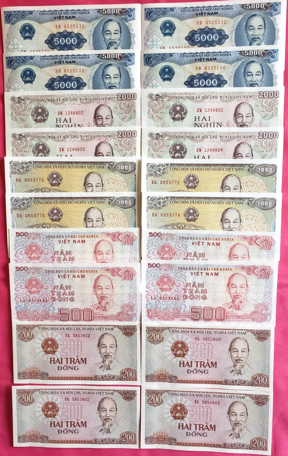 Vietnam Viet Nam Money Dong Mixed Denominations UNC World Paper Money