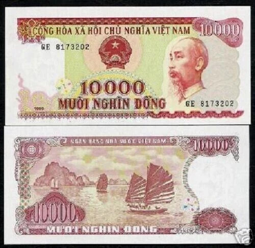 VIETNAM 10000 DONG P-115 1993 UNC HO CHI MINH JUNK BOATS VIETNAMESE VND BANKNOTE