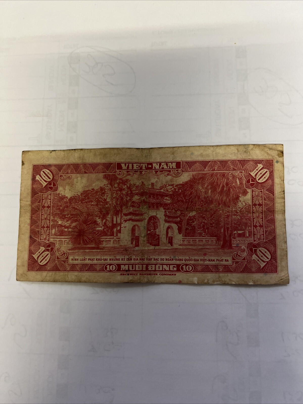 South Vietnam, 10 Dong, ND (1962) P-5, UNC Young Peasant Couple