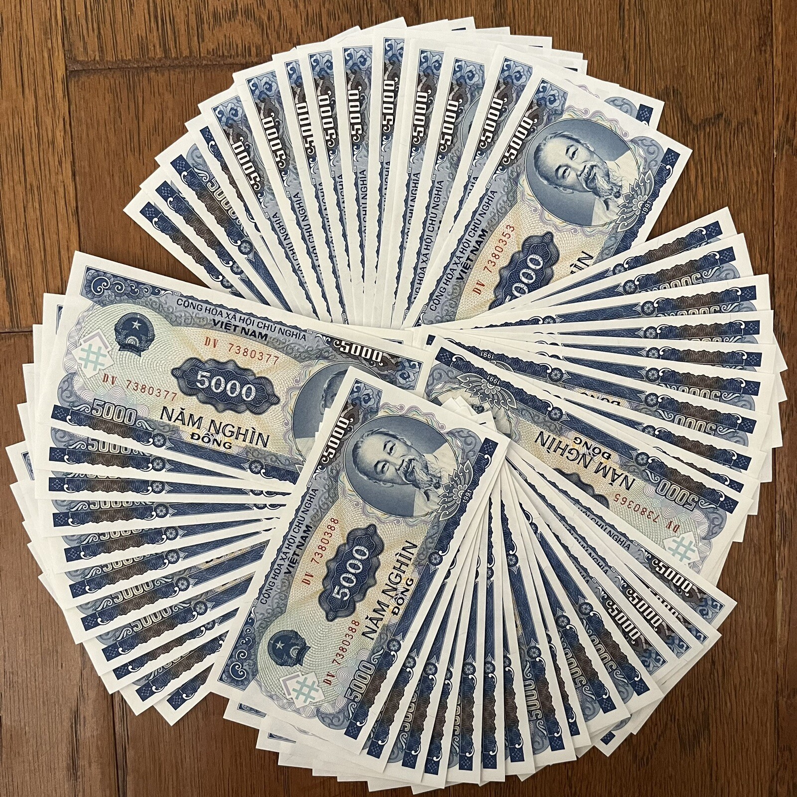 VIETNAM (Vietnamese) 5000 (5,000) DONG 1991 P 108 UNC X 10 PCS Ho Chi Minh