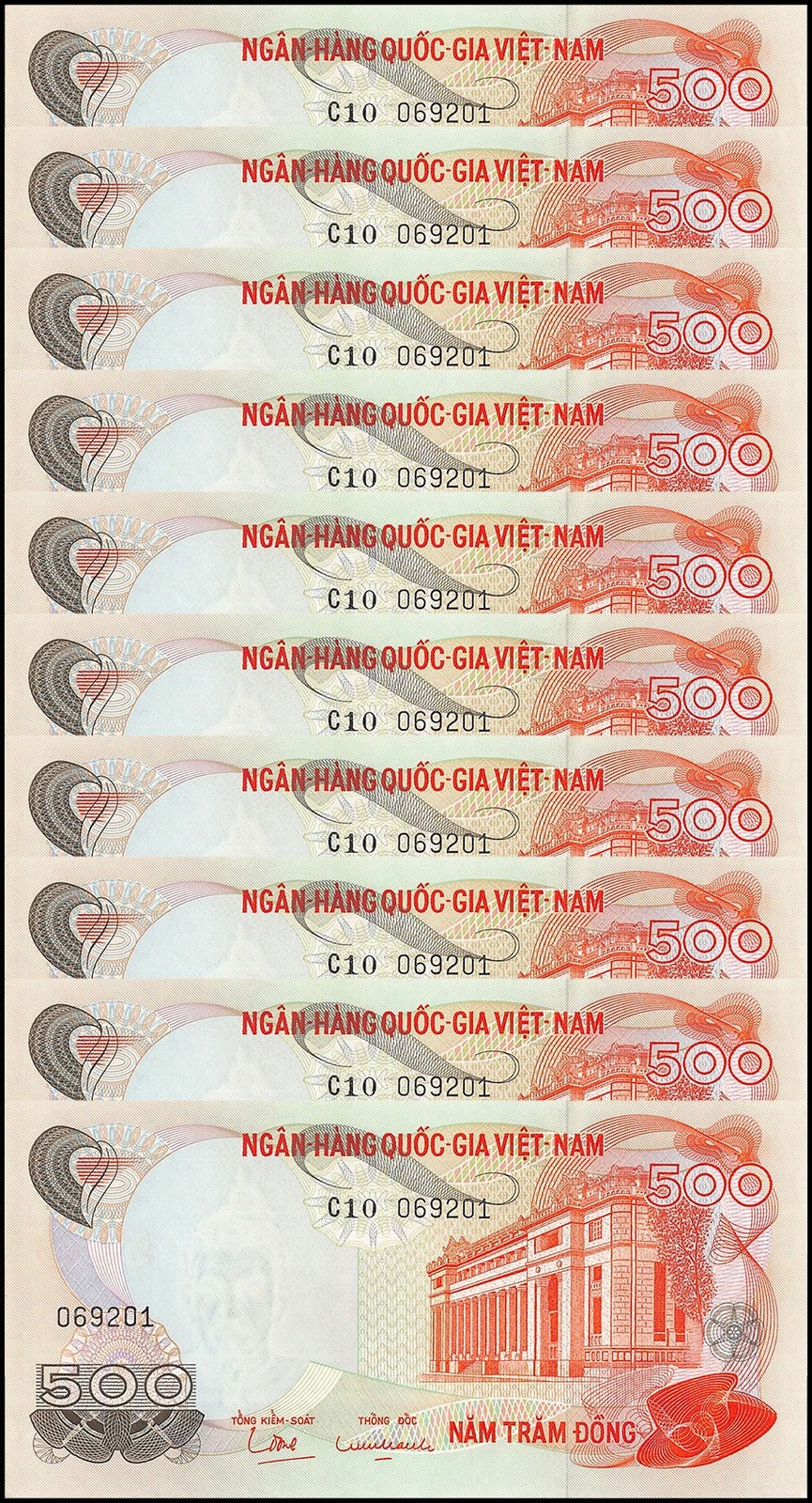 South Vietnam 500 Dong, 1970 ND, P-28, UNC X 10 PCS