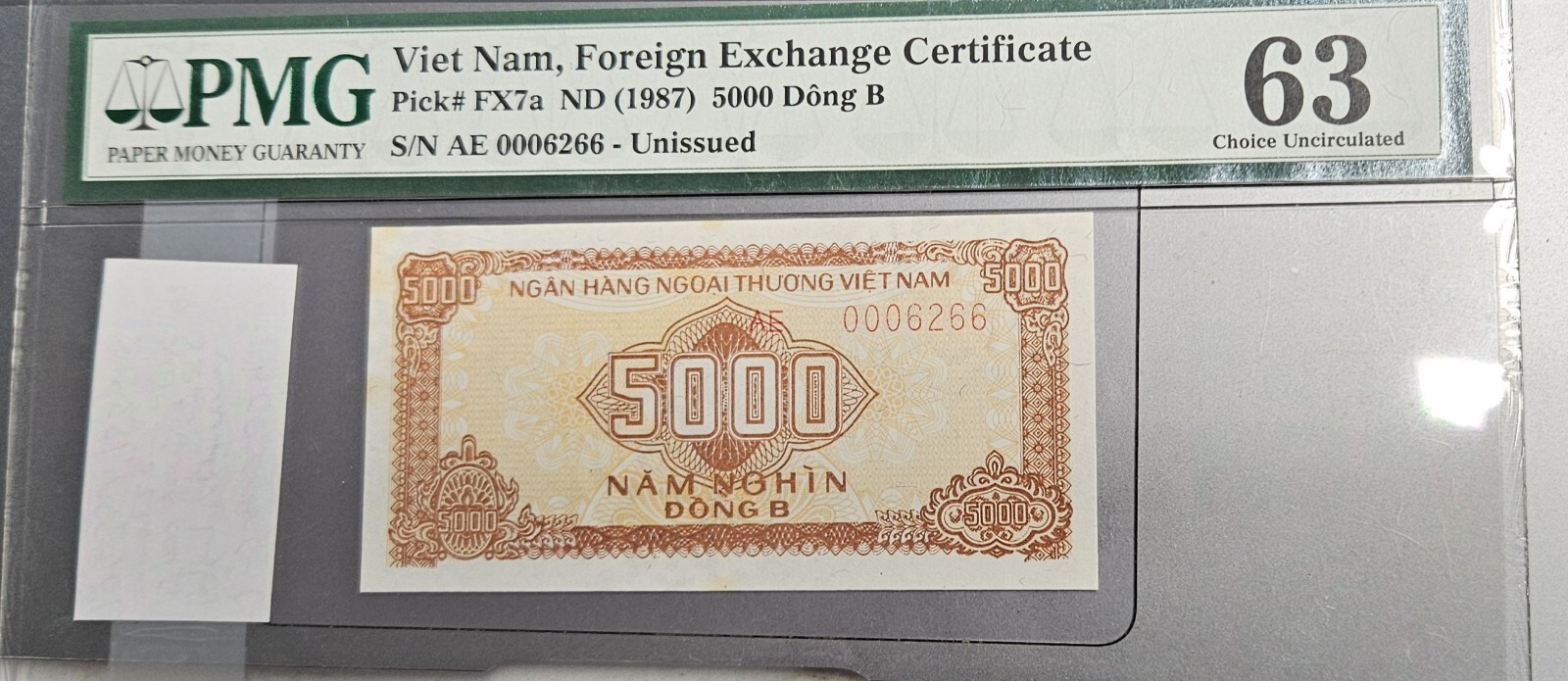 1987 Veitnam 5000 dong note PMG 63 foreign exchange certificate