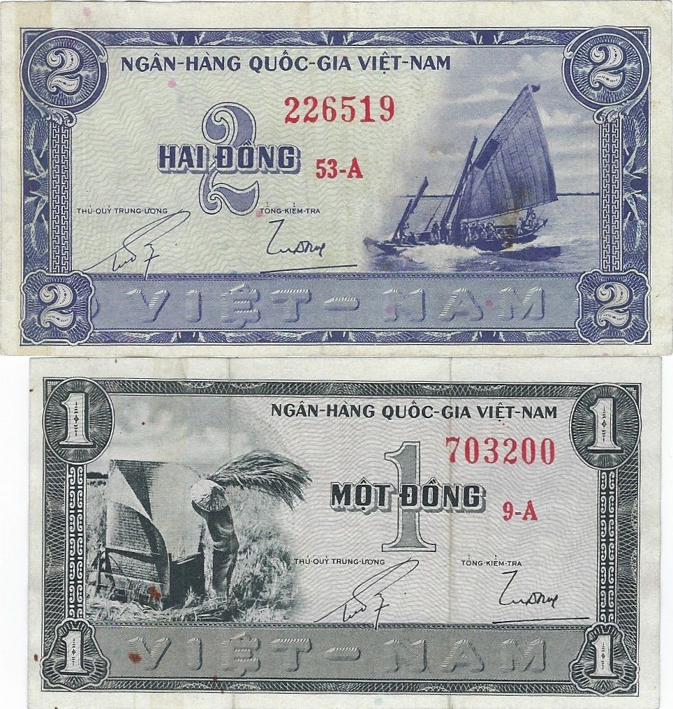 Vietnam South 1, 2, 5, 10, 20 Dong 1964 Banknotes – AU Set of 5 + Gift! V6