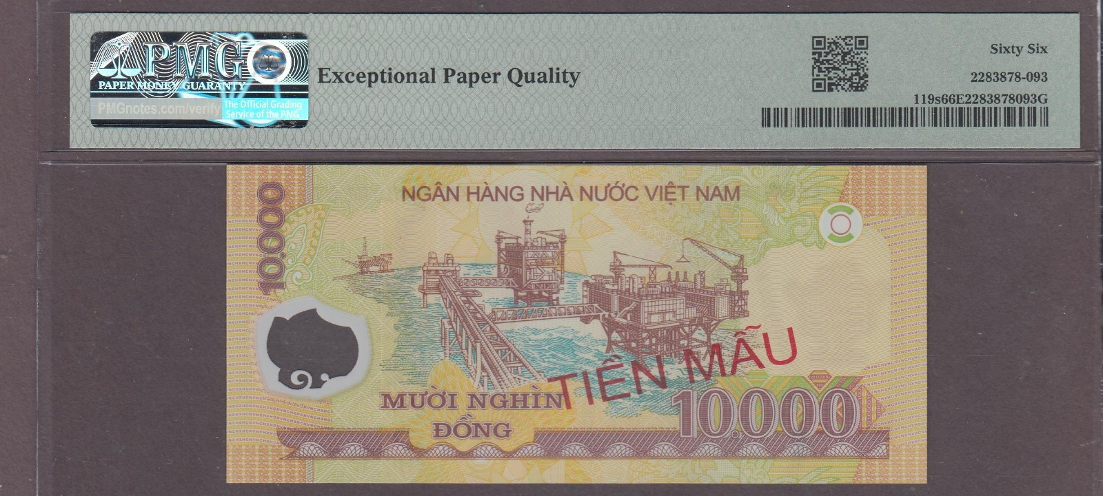 Vietnam 10000 Dong Polymer Specimen Banknote P-119s ND(2006-20) PMG 66 EPQ