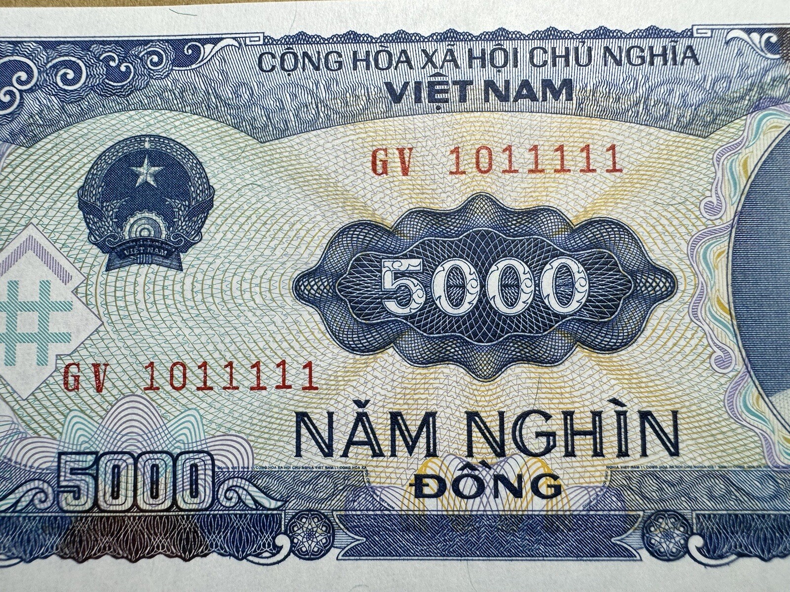 Vietnam 5000 Dong Serie Binary 0-1 1011111 1991 P-108 UNC_LDP Shop.