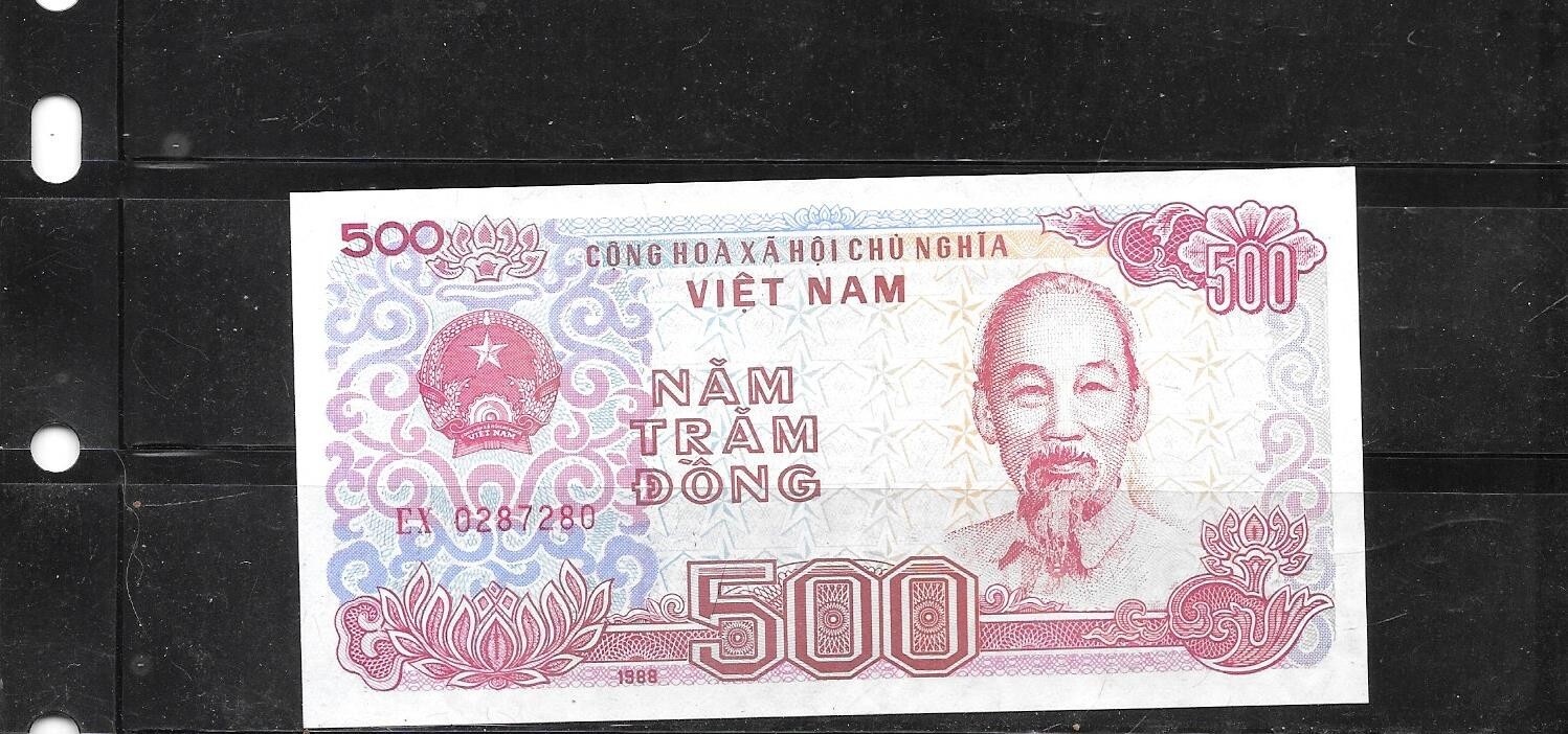 VIETNAM #101a 1987 UNUSED MINT 500 DONG OLD BANKNOTE PAPER MONEY CURRENCY