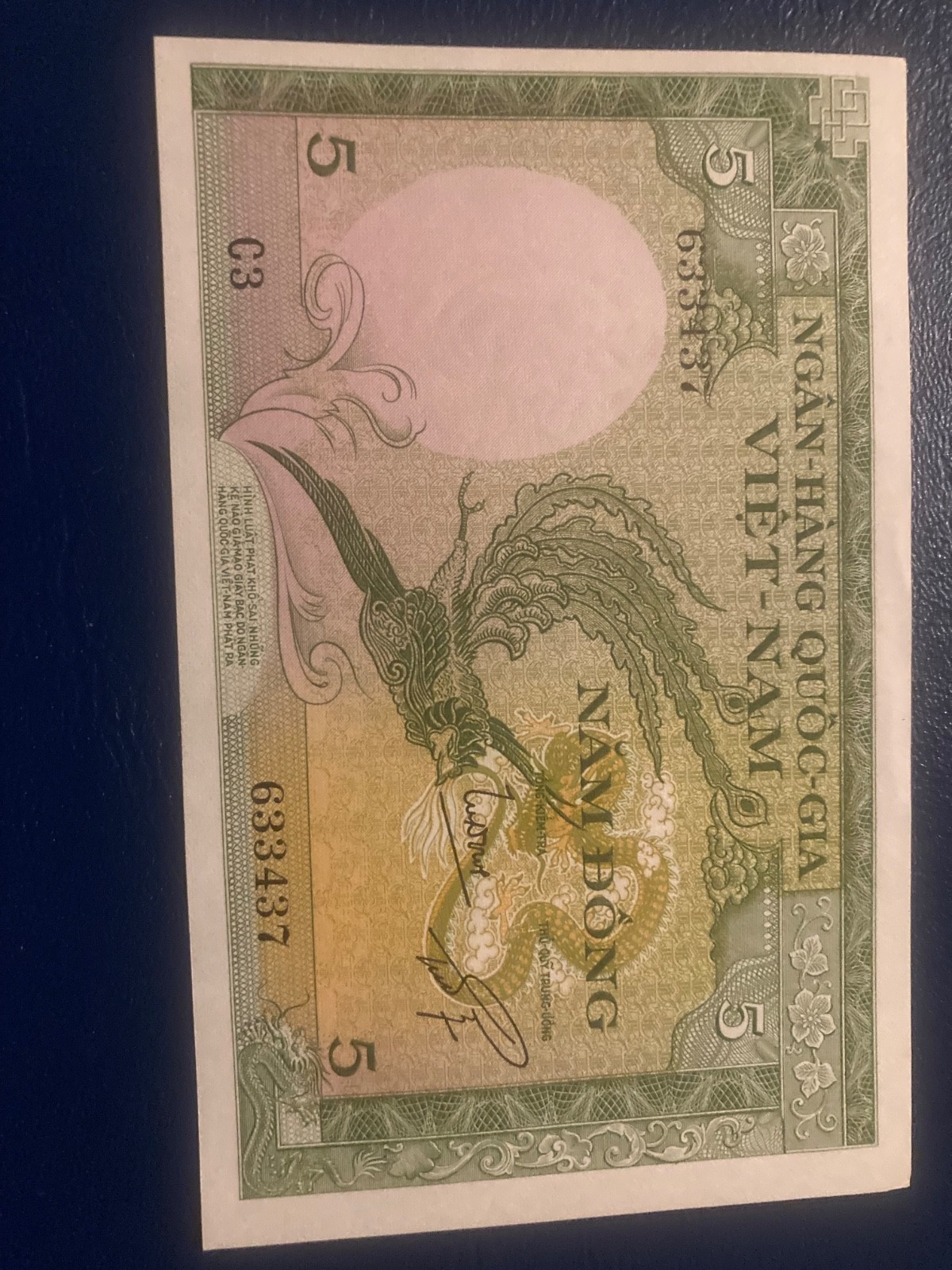 UNC 1955 Viet-Nam 5 Nam Dong Bank Note Currency