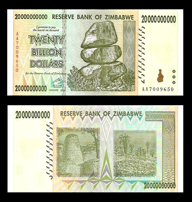 20 Billion Zimbabwe Dollars, 500, 000 Vietnam Dong & A 25, 000 Iraq Iraqi Dinar