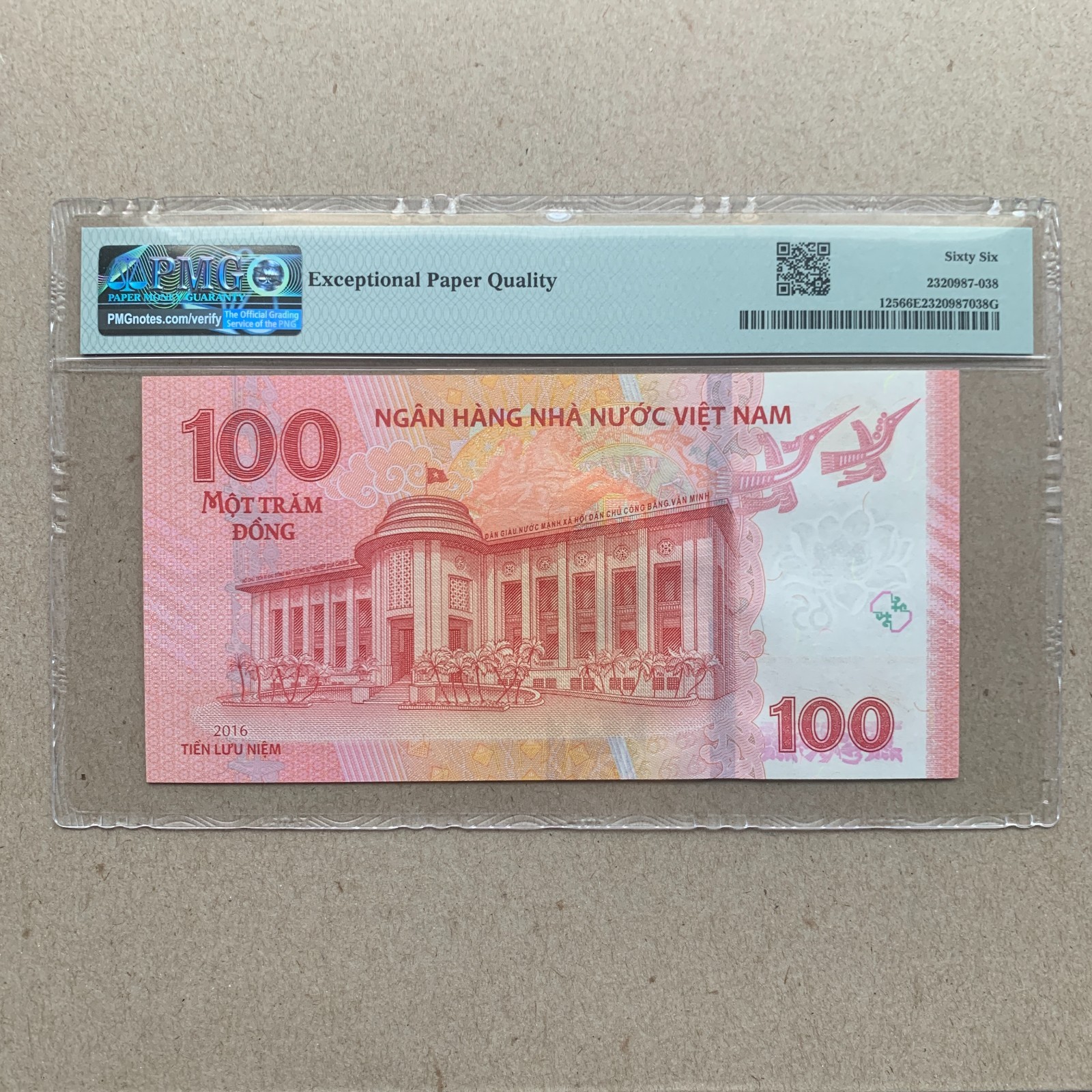 VIETNAM 100 Dong 2016 “Commemorative” Banknote P125 PMG 66 EPQ UNC Currency
