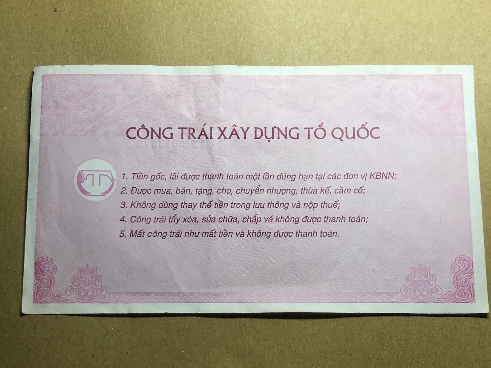 500,000 Dong Payment Bond Cheque Unpaid 1999 Original Vintage Rare_LDP Shop.