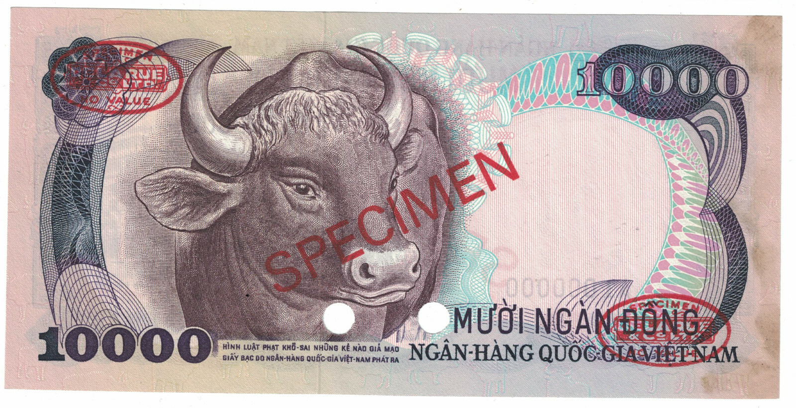 Vietnam South – SPECIMEN 10,000 Dong 1975 PICK# 36s Choice UNC. (#1643)
