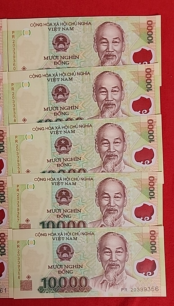 5 x Vietnam 10000 Dong Polymer Banknote World Money UNC Currency – 100000 Dong