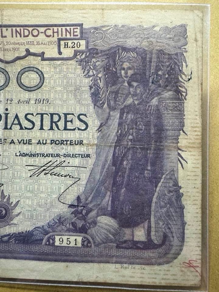 100 Piastres Sai Gon Indochine Indochina Banknotes 1919 Rare_LDP.