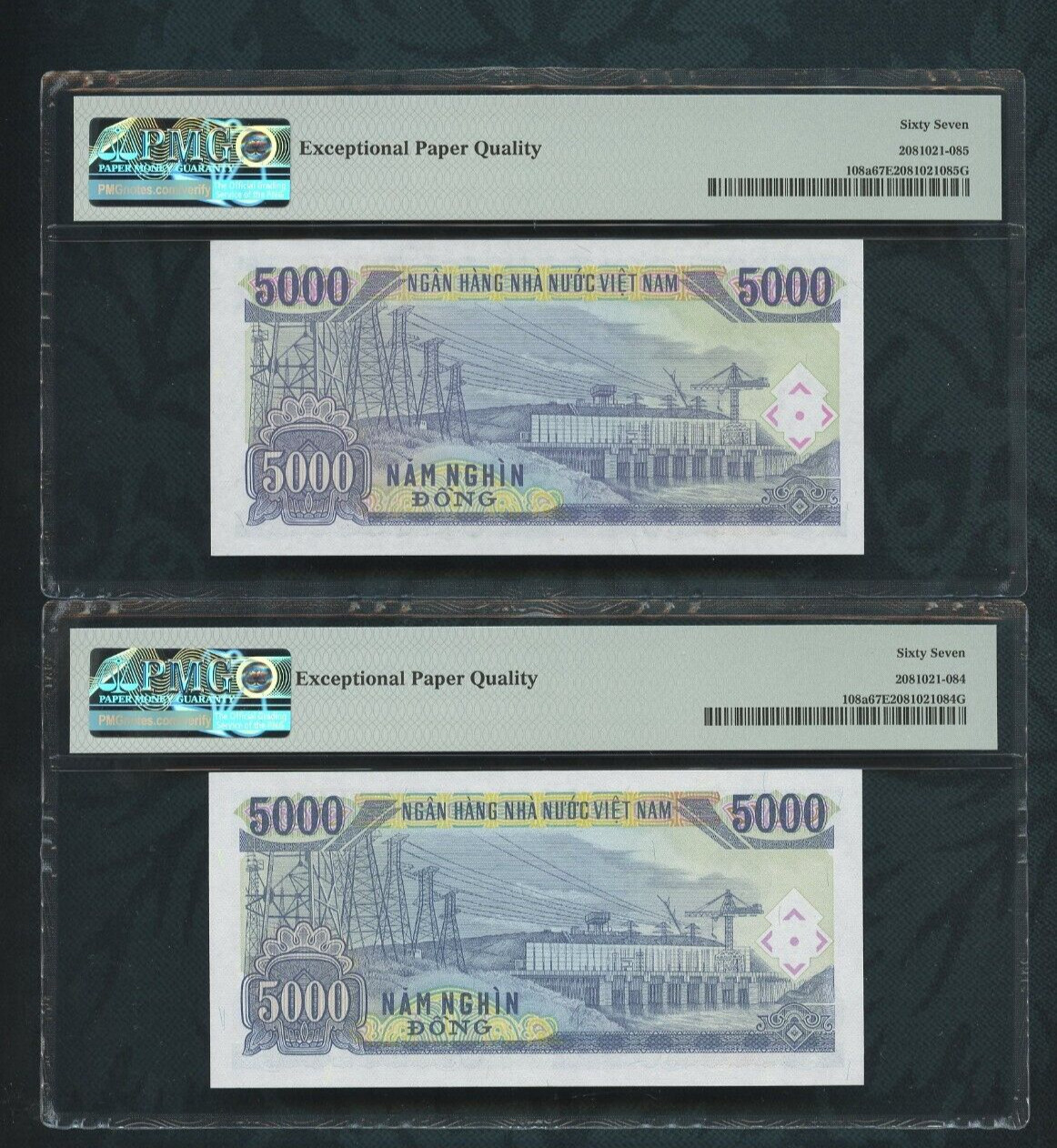 1991 (ND1993) Viet Nam, State Bank P# 108a 5000 dong PMG 67 EPQ (DUPLICATE)