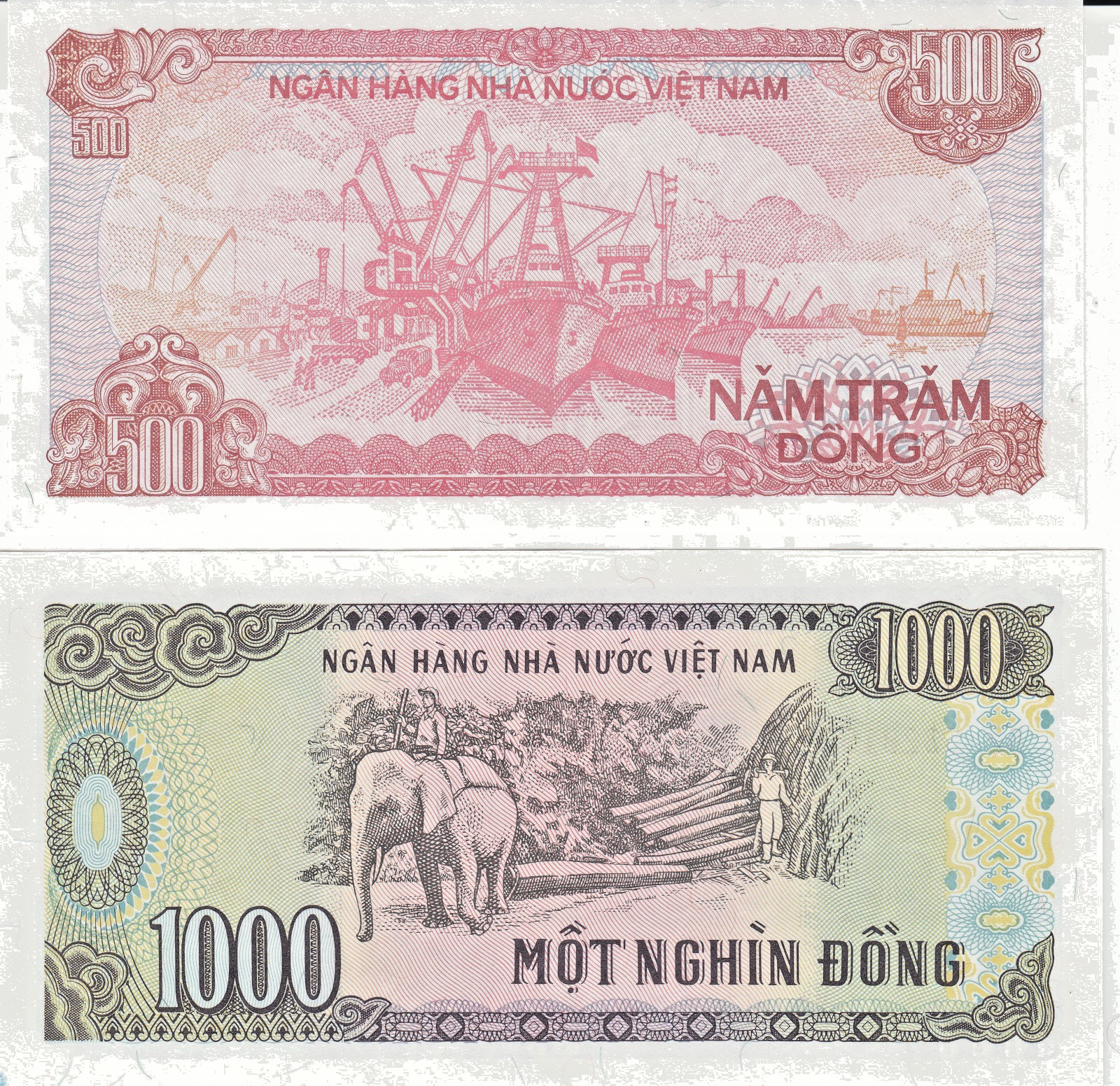 Vietnam 500 & 1000 Dông, Pick 101a & 106a, UNC
