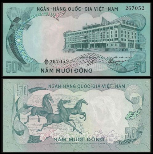 VIETNAM South 50 DONG P-30 1972 “Running Horses” AUNC Currency Vietnamese NOTE