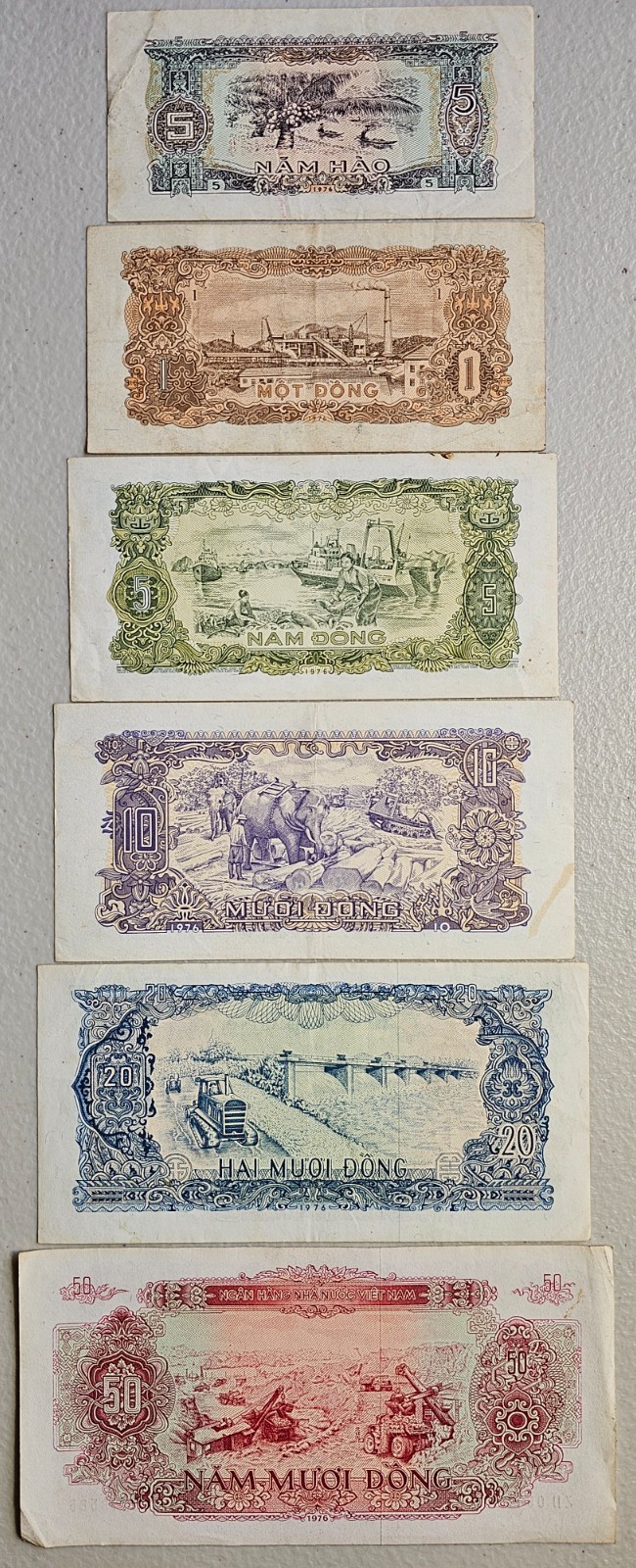 Vietnam 5 Hao – 50 Dong 1976, Set of 6