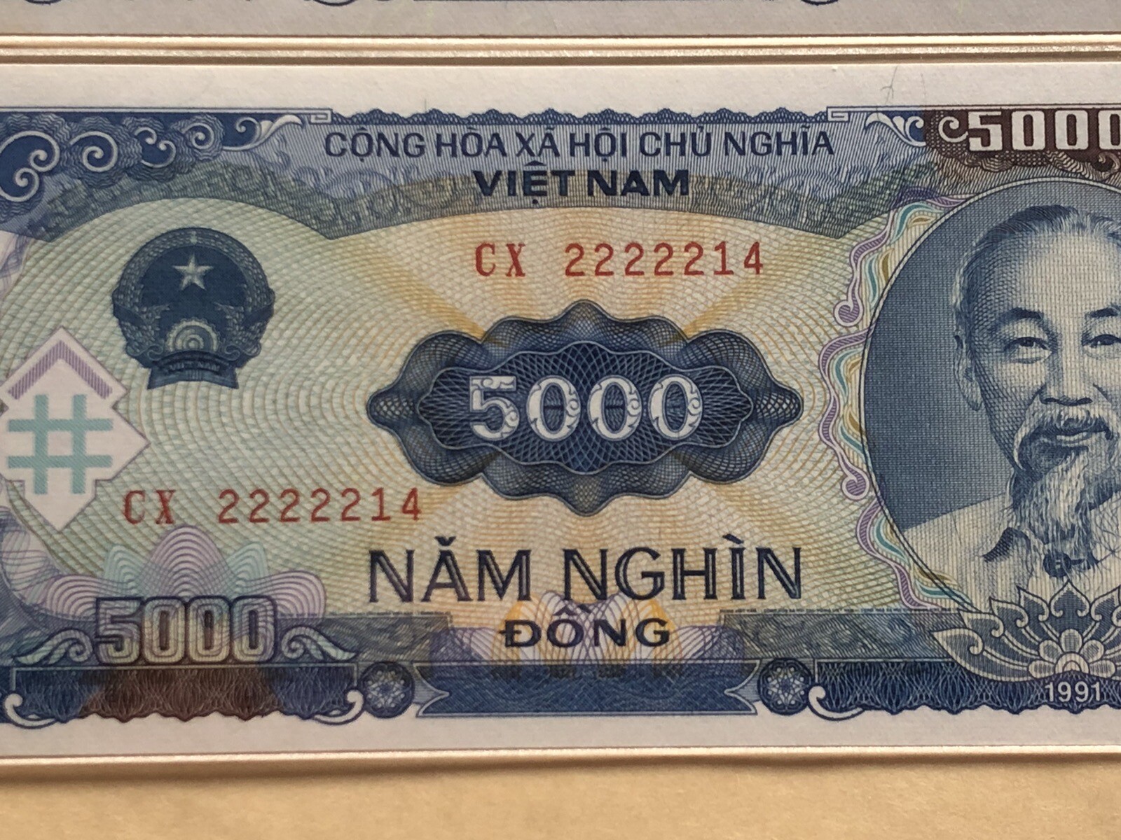 Duplicate Binary Serie Number Error 5000 Đồng 1991 Gem UNC Rare_LDP Shop.
