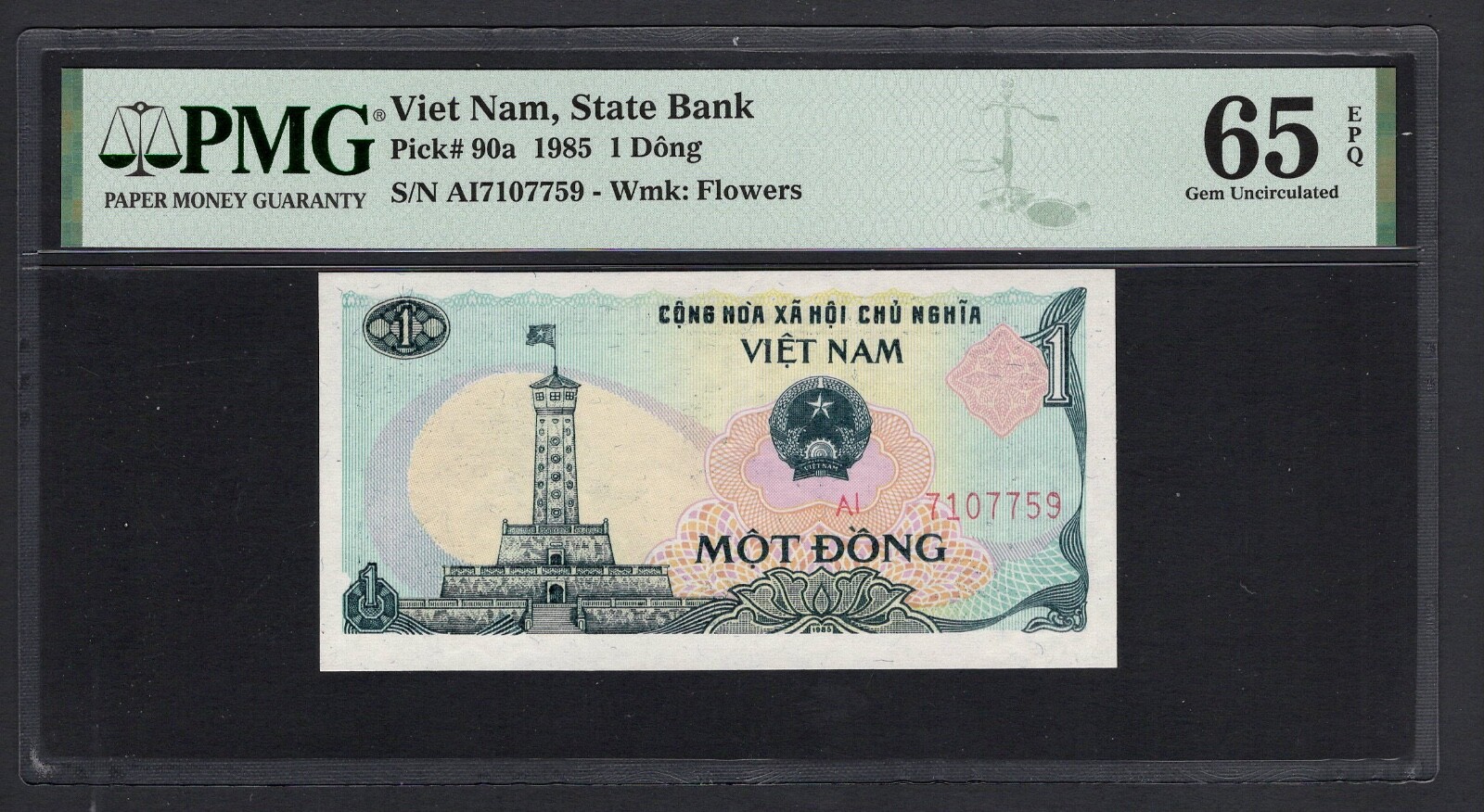 Viet Nam One Dong 1985 P90a Uncirculated Grade 65